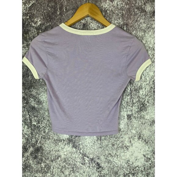 Full tilt Purple Country Club Tennis Graphic Tee Shirt T Top Blouse Cropped wome - Picture 8 of 8